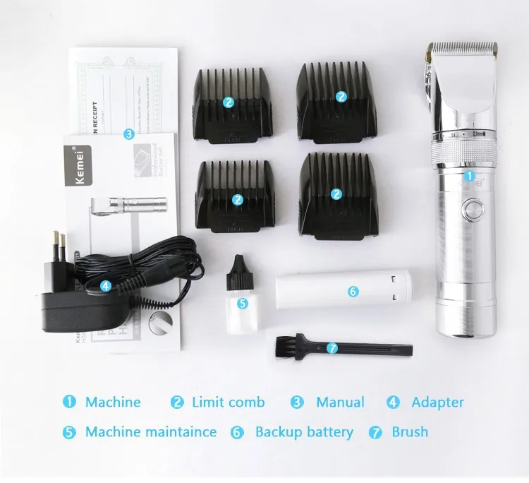 Kemei hair clipper rechargeable hair trimmer cutting men beard razor electric trimmer electric shaving machine for barber
