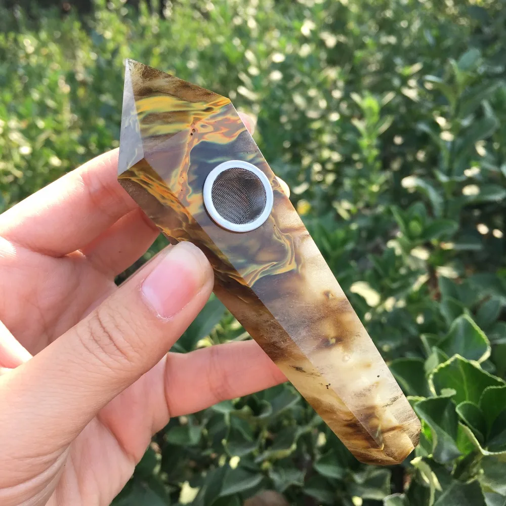 Желтый плавильный тигр кожи камень курительная Труба Кристалл табак