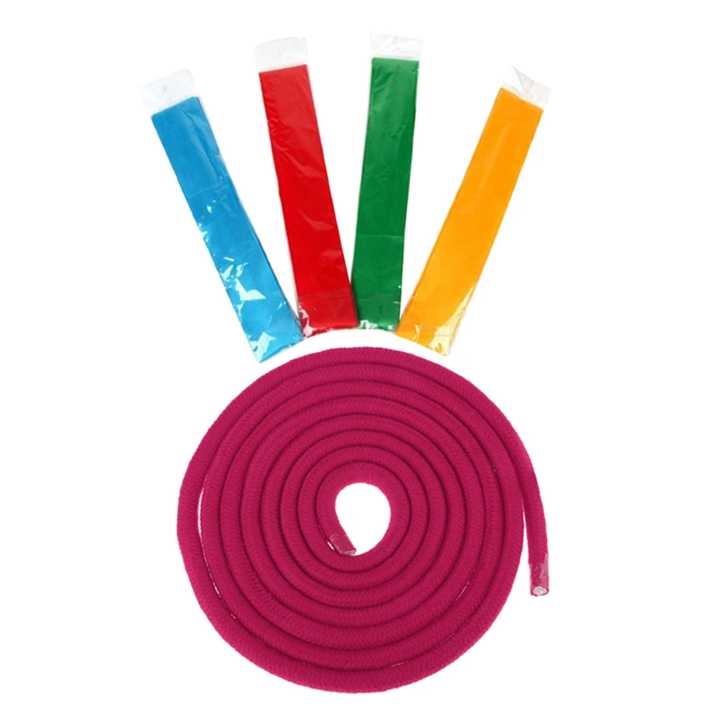 Gymnastics Rope Solid Color Cotton Rope with 4 Pcs Rhythmic Gymnastics Ribbon for Artistic Gymnastics Training