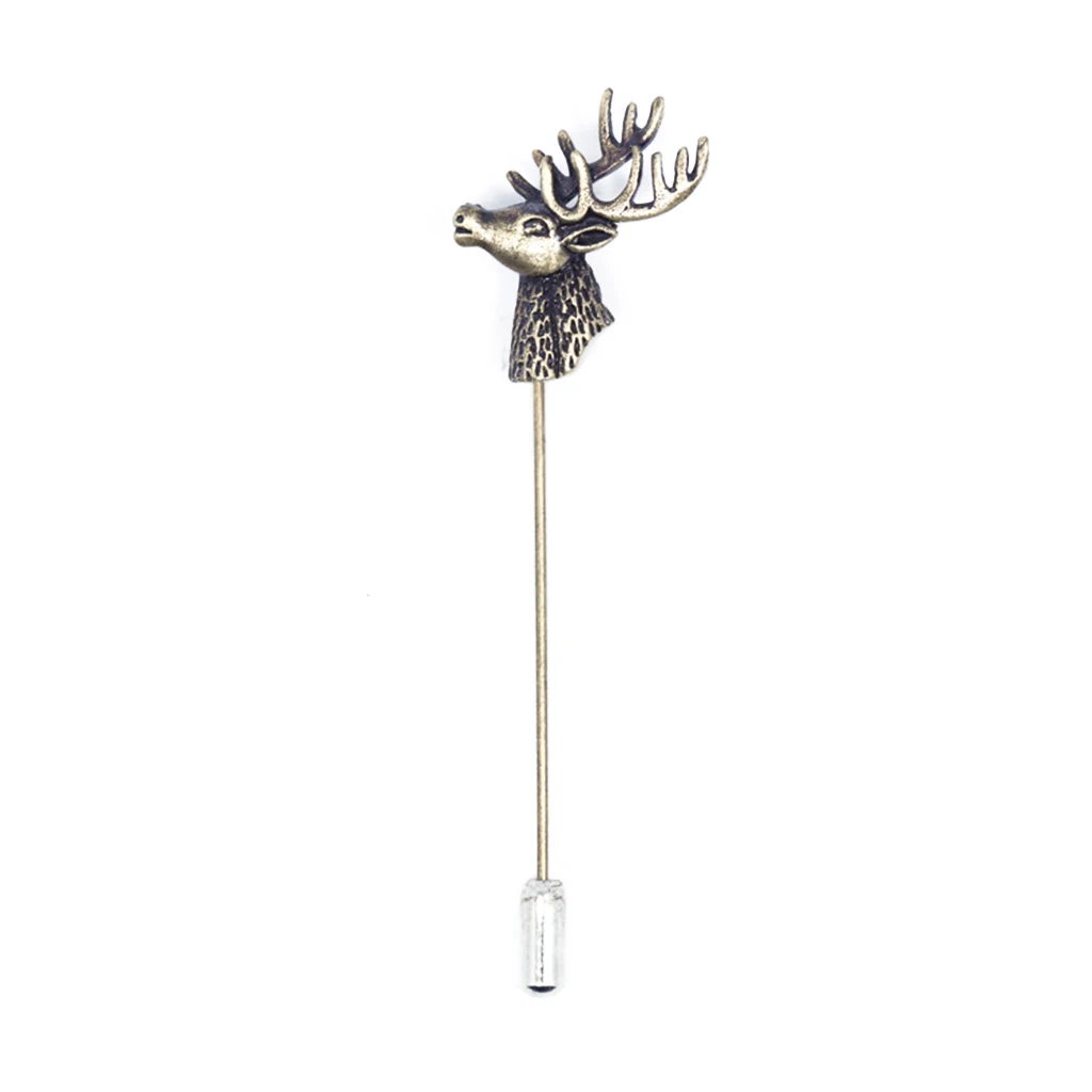 KBAP Mens Metal Lapel Pin Deer Head Lapel Stick Brooch Pin Neck Tie Pin