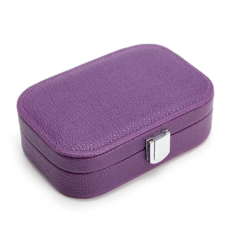 Портативный квадратный чехол для переноски ювелирных изделий s Органайзер дорожная коробка для хранения кожаный туалетный чехол Подарок - Цвет: Purple
