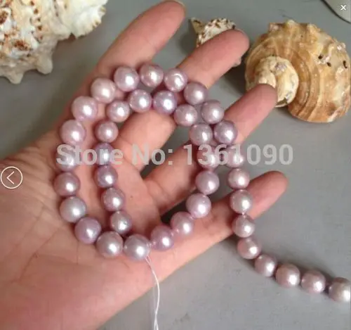 

00608 elegant 12mm natural south sea lavender baroque pearl necklace NEW