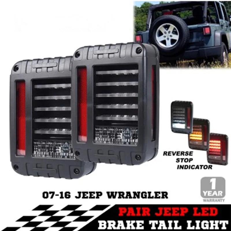 

LED Tail Lights for 2007-2016 Jeep Wrangler JK Brake Reverse Turn Singnal Lamp Back Up Rea Parking Stop Light Daytime Runingbulb