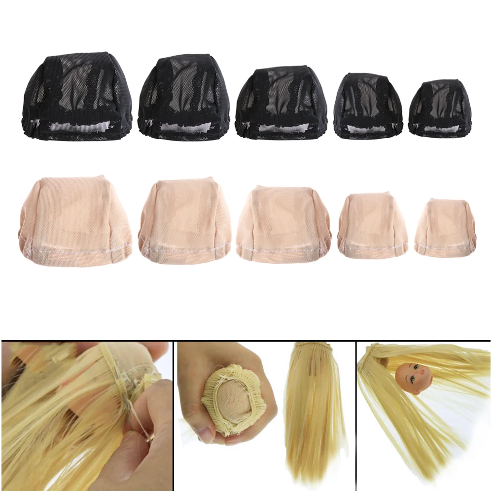 

New 1 PC Solid Handmade Doll Wigs Headgear Fixed-Wig Hairnet Wig Caps Hairs Net Toy 1/3 1/4 1/6 For Doll DIY Accessories