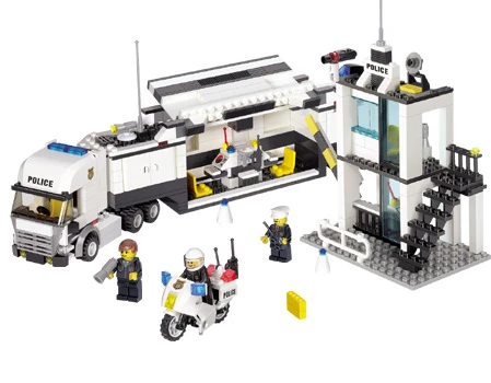 Model building kit compatible with lego city Police Station Truck 3D font b blocks b font