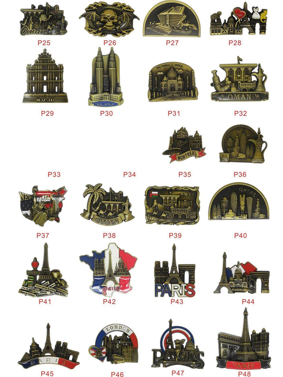 24 вида всемирно известная модель здания магнит на холодильник 3D металлические магнитные наклейки домашний декоративный холодильник сувениры для путешествий 35