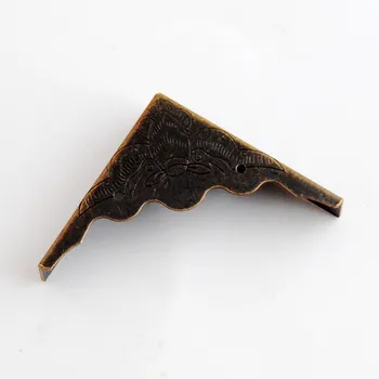 

Free shipping 4Pcs Antique Bronze Jewelry Gift Box Wood Case Decorative Feet Leg Corner Protector 39x55mm J3120