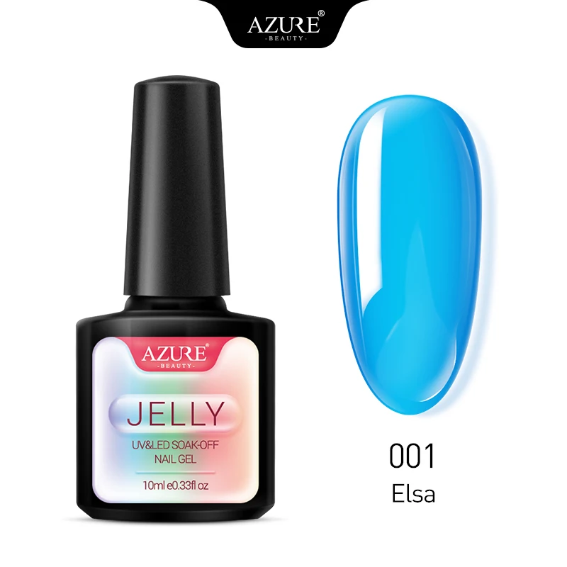 Azure beauty, новинка, 10 мл, летняя серия, Желейный цвет, гель, Желейный лак для ногтей, УФ Гель-лак, замачиваемый, УФ светодиодный, Полупостоянный гель для дизайна ногтей - Цвет: 001 Elsa