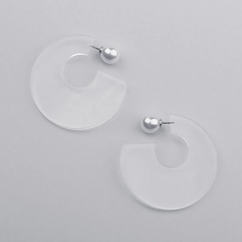 Buy UJBOX Geometric Half Round Clear Acrylic Earrings