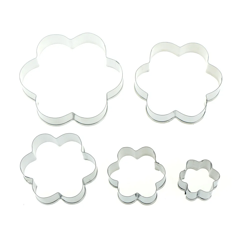 5pcs/lot Flower Shape Cake Mold Beautiful Stainless Steel Cake Biscuit Mold Cookie Cutter Fondant Cake Decoration