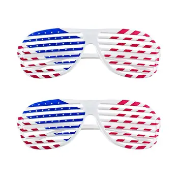 

2 Pairs of American Flag USA Shutters Glasses Plastic Shutter Shades Sunglasses Eyewear Party Props