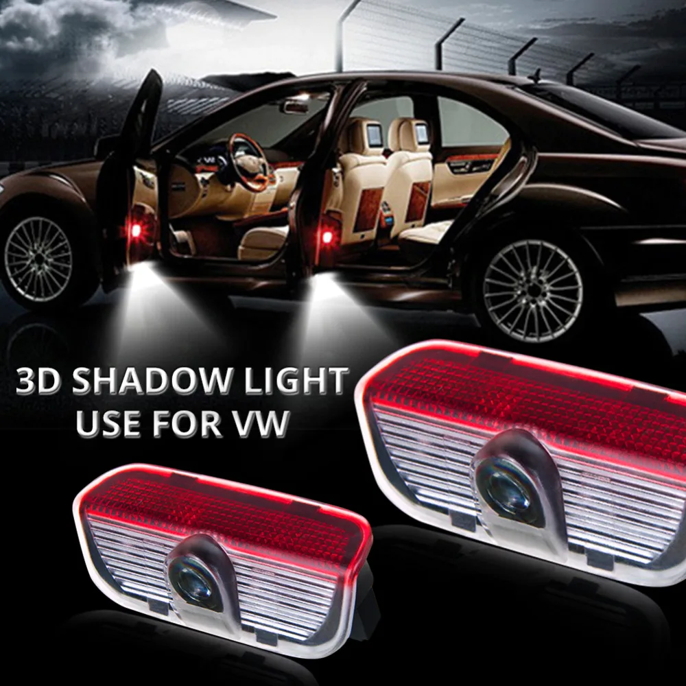 Avacom 2Pcs LED Car Welcome Door Shadow Logo Projector Light 12V 6500K White For VW Passat Golf 567 Scirocco Magotan Sharan   (3)