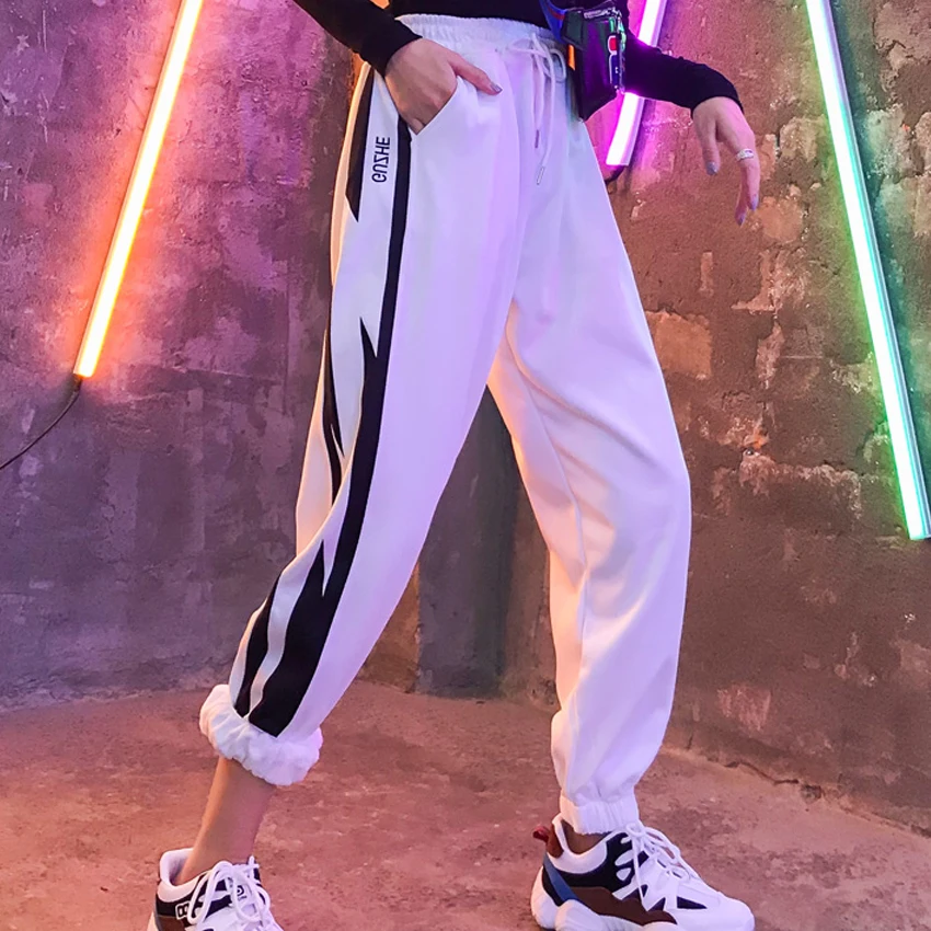 2019 Summer Fashion trousers black white hip hop p