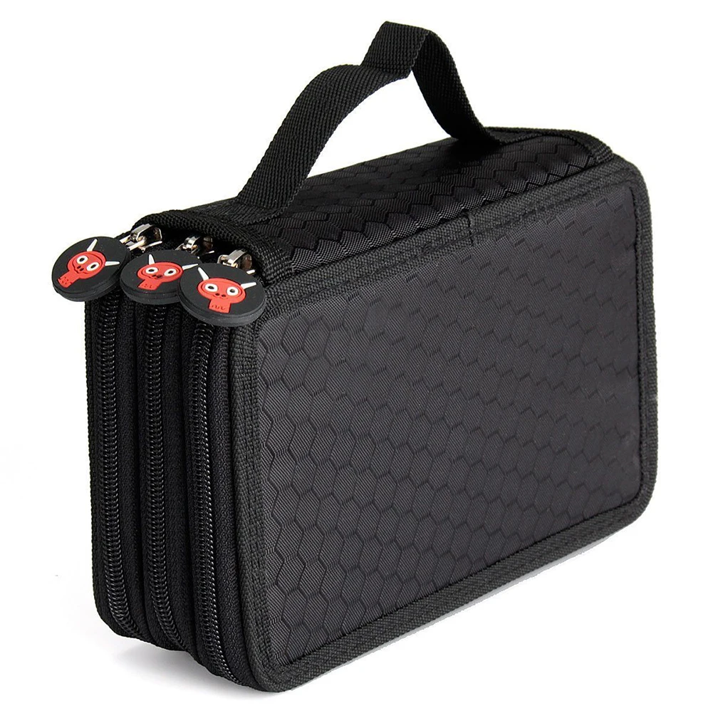 Student Pen Pencil Case 3 Layer Oxford Brush Holder Makeup Pouch