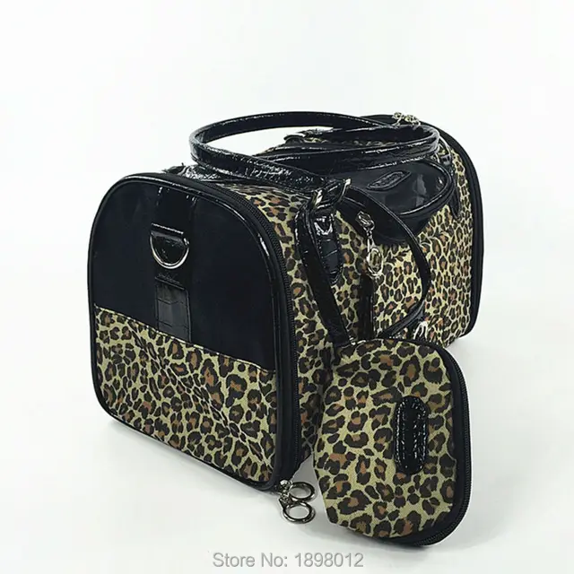 Leopard Pet Carrier Cat Backpack Bag For Carrying Dog Leather