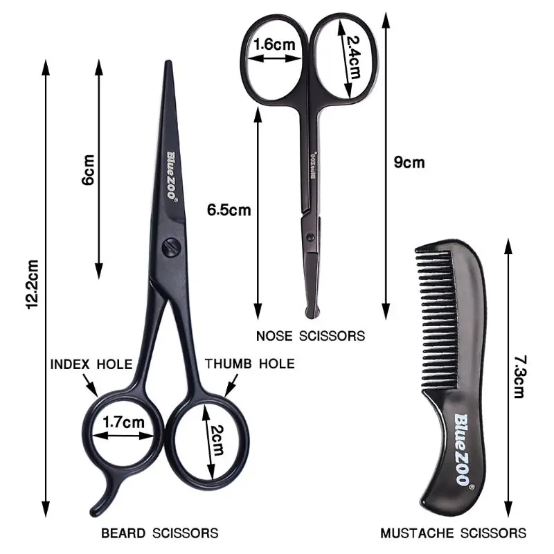 1 комплект гребень для бороды усы нос машинка для стрижки волос ножницы набор для мужчин уход с сумкой Профессиональный инструмент для