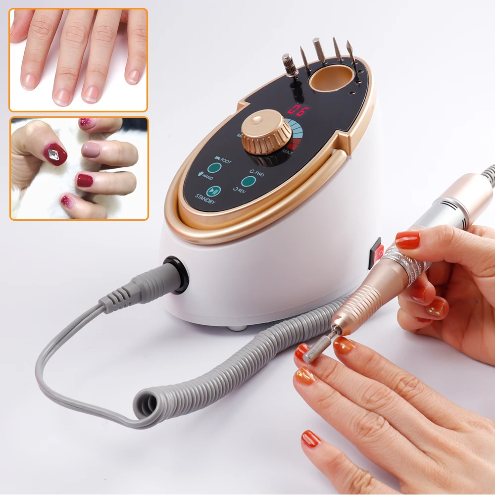 Elétrica do Pedicure do Unha da Broca Cerâmico dos Bocados de Broca do Prego w para o Polonês do Gel da Arte do Unha com Conjunto Máquina 35000 Rpm 65 13 Brocas elétricas p/ manicure e acessórios