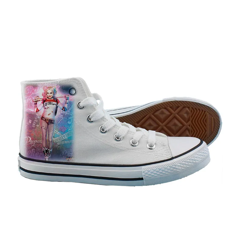 Cosworld/парусиновая обувь для отряда самоубийц; женская повседневная обувь с высоким берцем; обувь на плоской подошве с принтом в виде звезд; обувь для отдыха с изображением Харли Куинна Джокера