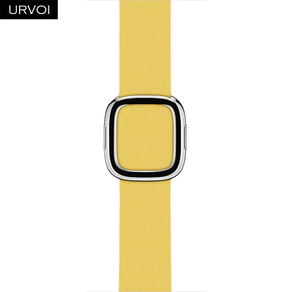 URVOI, современный ремешок с пряжкой для apple watch, серия 5, 4, 3, 2, 1, ремешок для iwatch, мягкий гладкий верх, зернистая кожа, удобный на ощупь - Цвет ремешка: Yellow