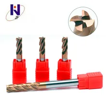 JF 10pcs/set D5*25*D5*75*4T HRC58 Solid carbide 4 flute flattened end mills with straight shank milling cutter TiSiN Coated d10 75 15 2t high hardness cermet milling cutter machining cast iron and stainless steel 2 flute end mills straight shank tools