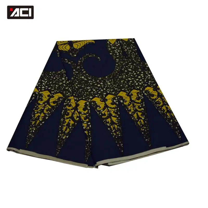 

ACI 2019 New Wax Print Fabric Ghana African Fabric Veritable Real Wax 6 Yards/Piece Women Dress Material Wax Hollandais Hot Sale