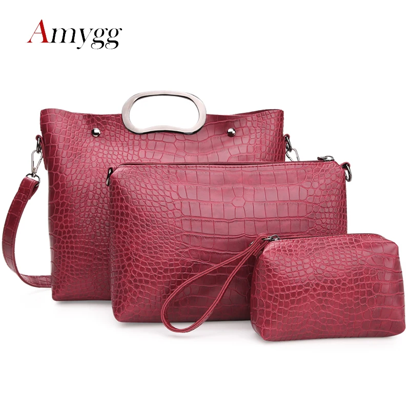 

Vintage Women Bag designer handbags high quality PU Leather Crocodile pattern messenger Shoulder Bags bolsa feminina Three-piece
