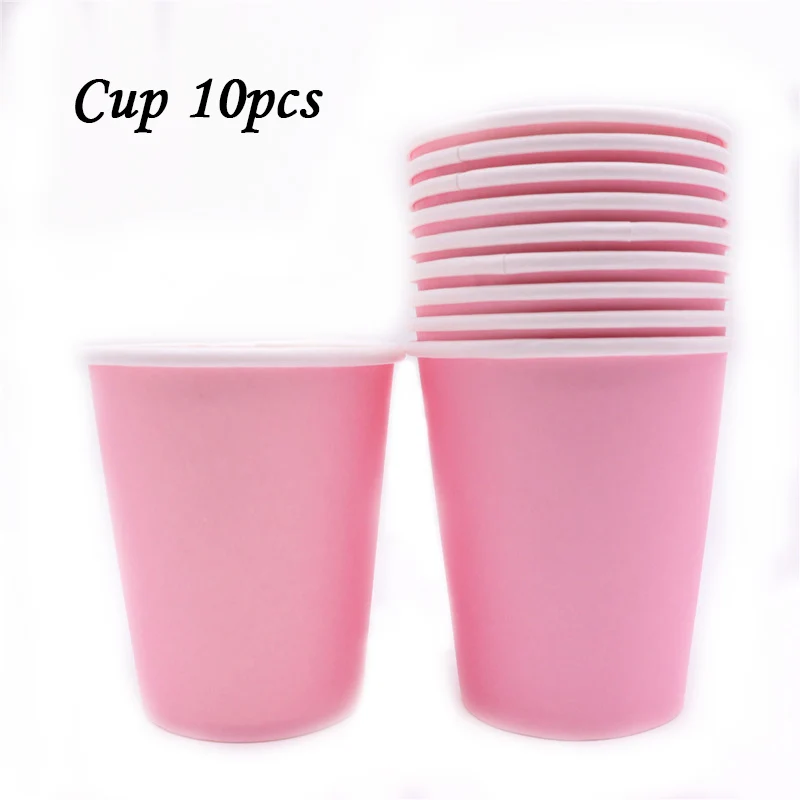 10 шт./Партия красная розовая тарелка чашка соломенная одноразовая коробка для посуды сплошной цвет день рождения предметы домашнего обихода Детская Игрушка В ванную - Цвет: Cup10pcs