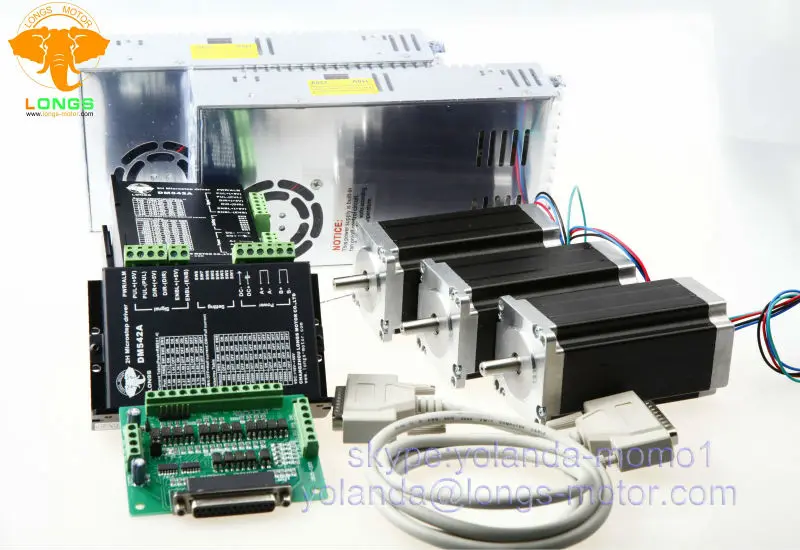 

Stepper Motor 3axis Nema23 23HS9442 435oz.in 4.2A 115MM DM542A Driver CNC KIT LONGS MOTOR
