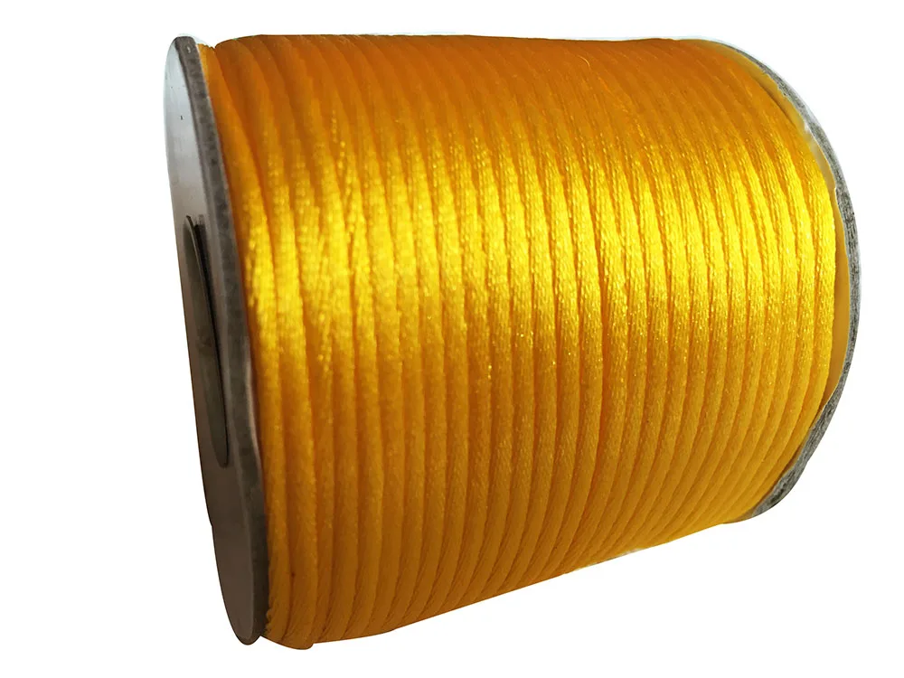 

2mm Golden Yellow Nylon Cord Jewelry Findings Accessories Rattail Satin Macrame Rope Bracelet Beading Cords 60m/Roll