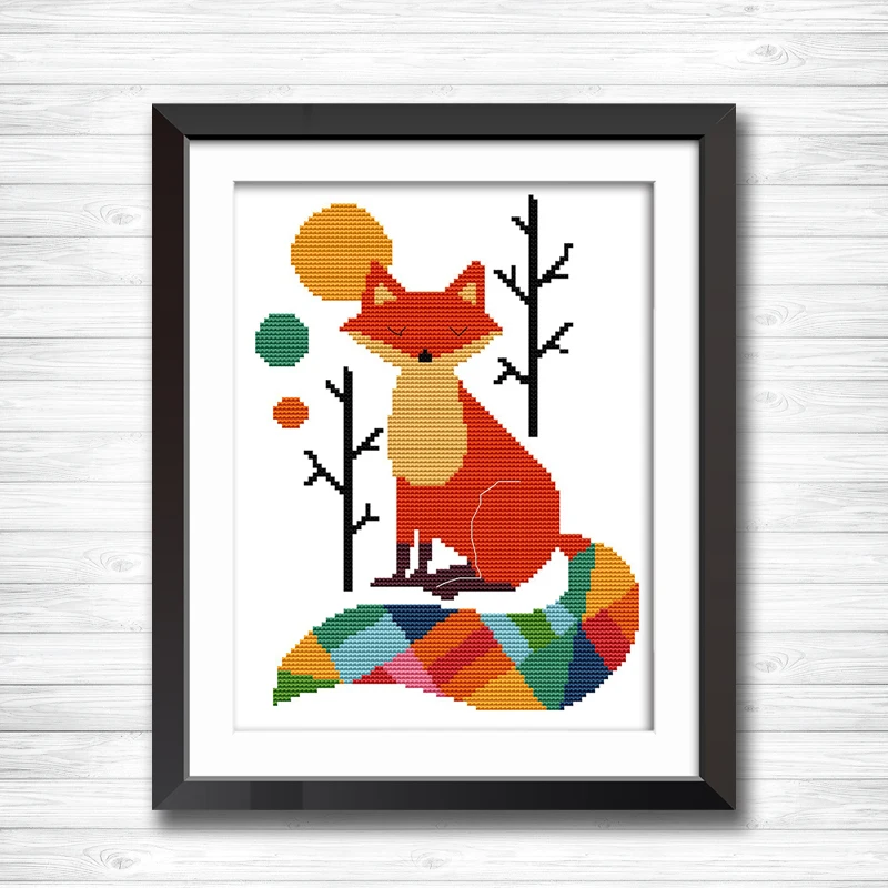 

Seven color fox cartoon diy painting dmc 14CT 11CT counted cross stitch Needlework Set Embroidery kits chinese cross stitch