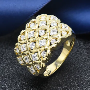 

Hutang women's yellow gold wedding ring solid 925 sterling silver white zircon engagement fine fashion jewelry 2018 new