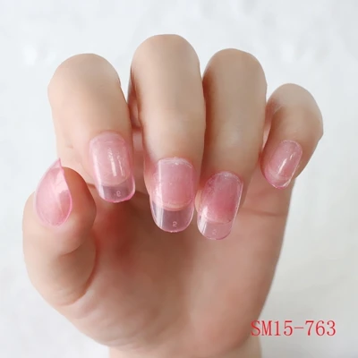 Новые 24 шт. очаровательные модные конфетные овальные декоративные накладные ногти Длинные круглые мягкие розовые P01X - Цвет: 763L