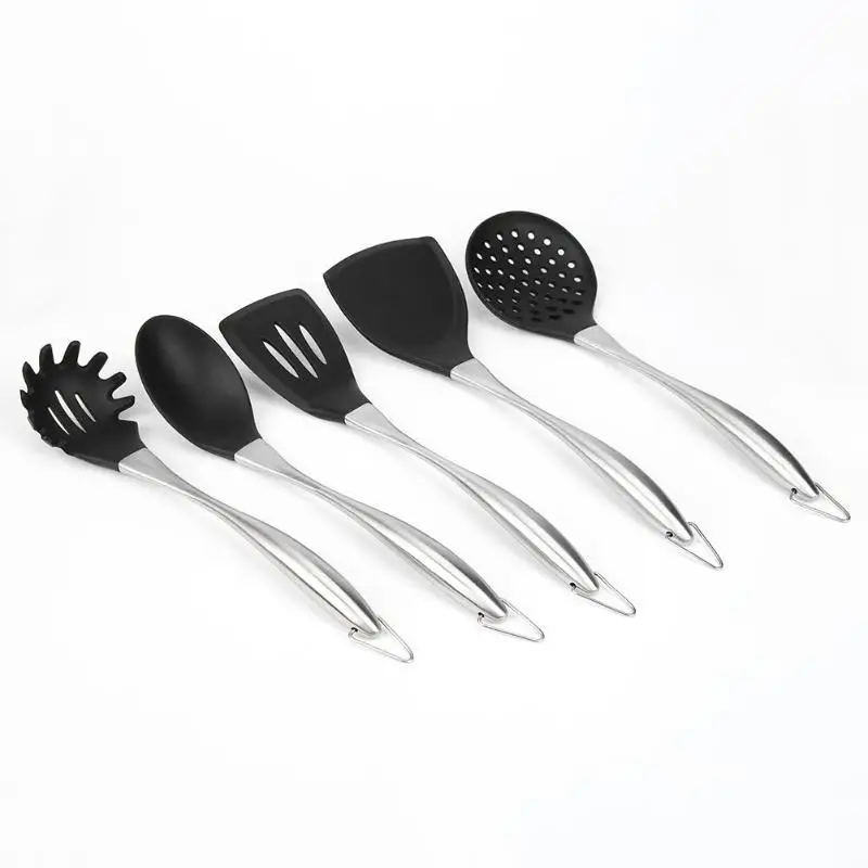 

Silicone Kitchenware Non-Stick Cookware Spatula Colander Cooking Utensils with Stainless Steel Handle Cookware Sets