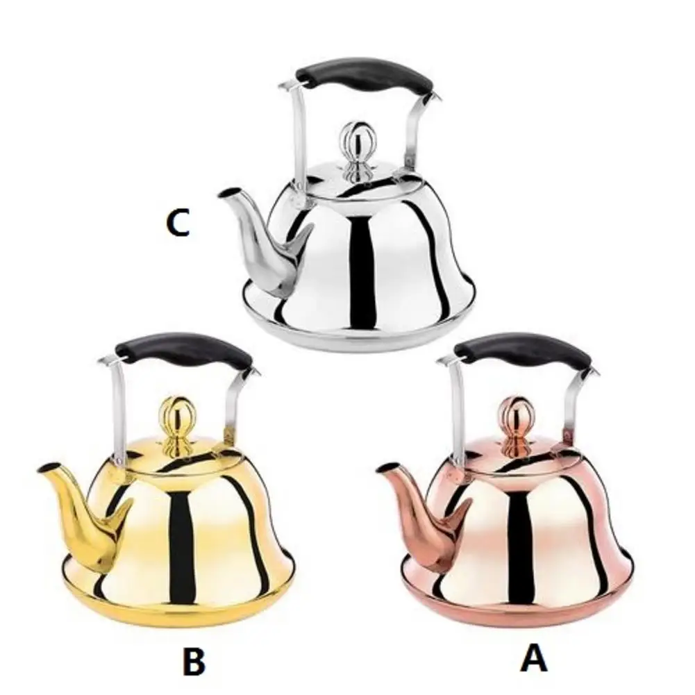 

Fashion Stainless Steel Whistle Kettle Durable Anti-scalding Handle Rose Gold Tea Kettle For Stove Induction Stove Copper 2L