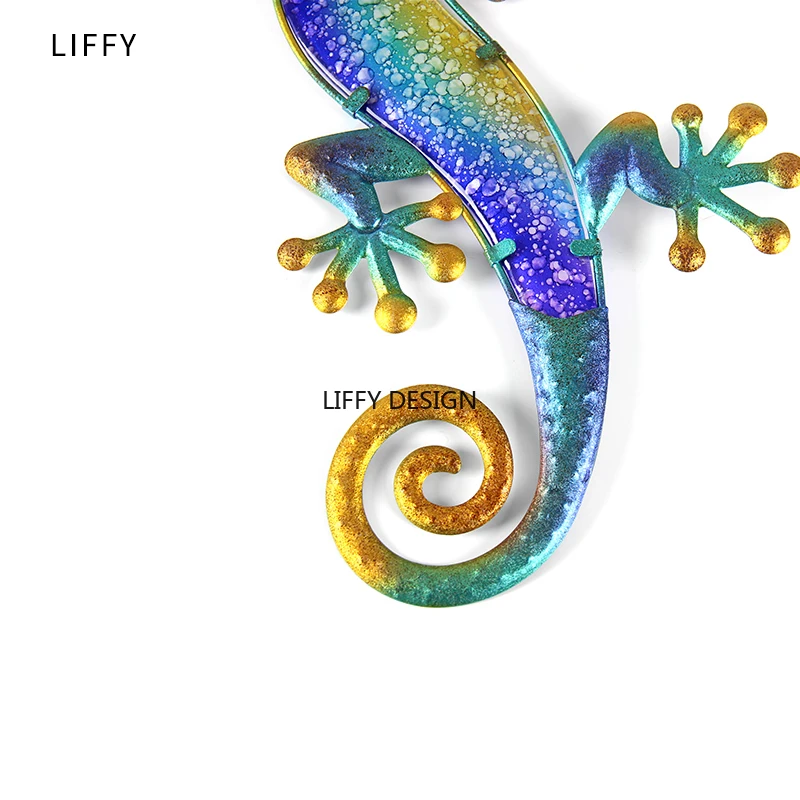 Liffy Metal Glass Gecko Wall Decor for Home Garden Decoration and Miniatures Garden Statues Outdoor Fairy Garden Ornaments Liffy Metal Glass Gecko Wall Decor for Home Garden Decoration and Miniatures Garden Statues Outdoor Fairy Garden Ornaments