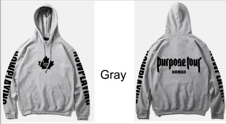 New Winter Sudaderas para hombre Toronto Purpose Tour Nomad Hoodie Justin Bieber Streetwear Hip Hop Cotton Fleece Sweatshirts