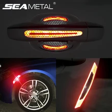 Автомобильная наклейка 5D из углеродного волокна наклейка s и Переводные картинки Автомобильная отражающая лента Предупреждение лента Автомобильная дверная ручка края