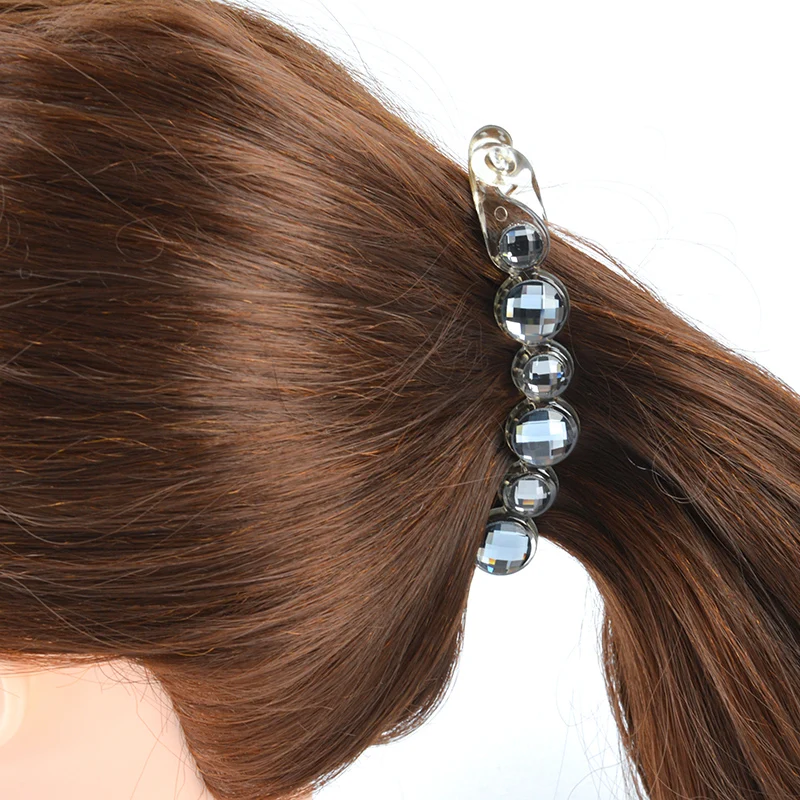 Имитация заколки для волос с жемчугом Для женщин хрустальные шпильки для волос заколка для волос в форме банана вертикальный зажимы хвостик заколки для волос аксессуары для волос