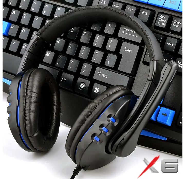 Игровые наушники X6 3 5 мм с микрофоном и регулятором громкости для ПК компьютера