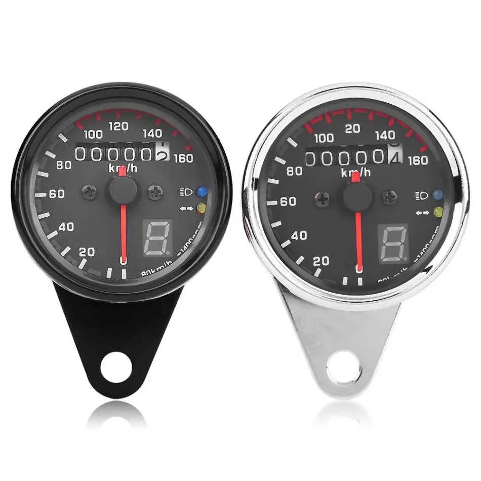 Universal Motorcycle Dual Odometer Speedometer Gauges Gear Digital