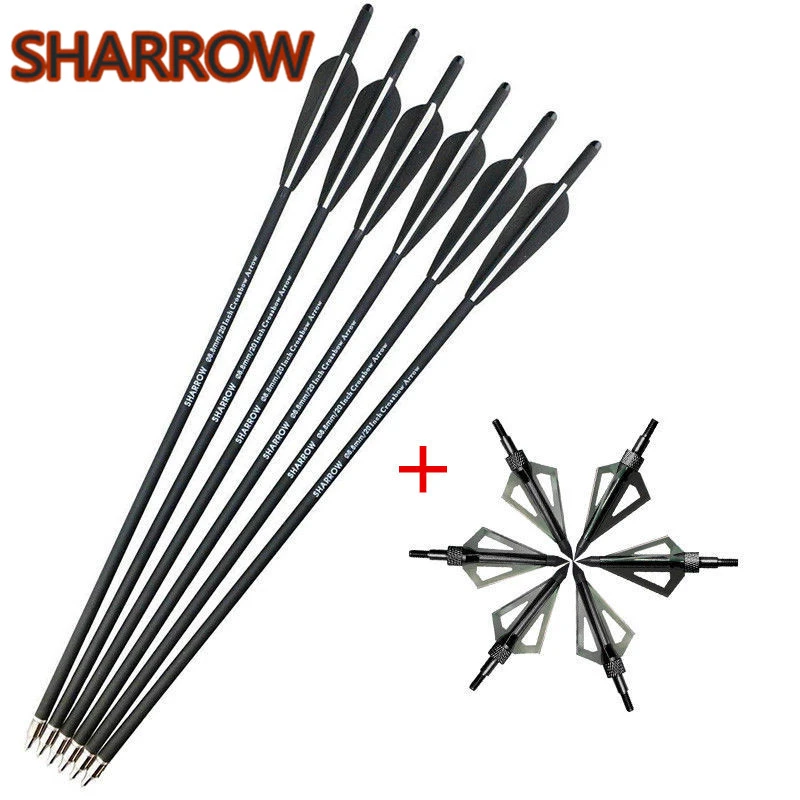 12//6pcs Hunting 20inch Carbon Arrows Crossbow Bolts with 12pcs 100gr Broadheads