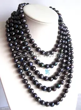 

bjc 000267 100" Peacock Blue Freshwater Pearl Strand Necklace