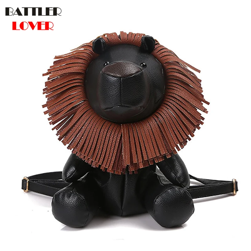 

New 3D Lion Design School Backpacks Mochila School Bag Luxury Backpack Women Mochila Feminina Chain Clutch Student Leather Bag