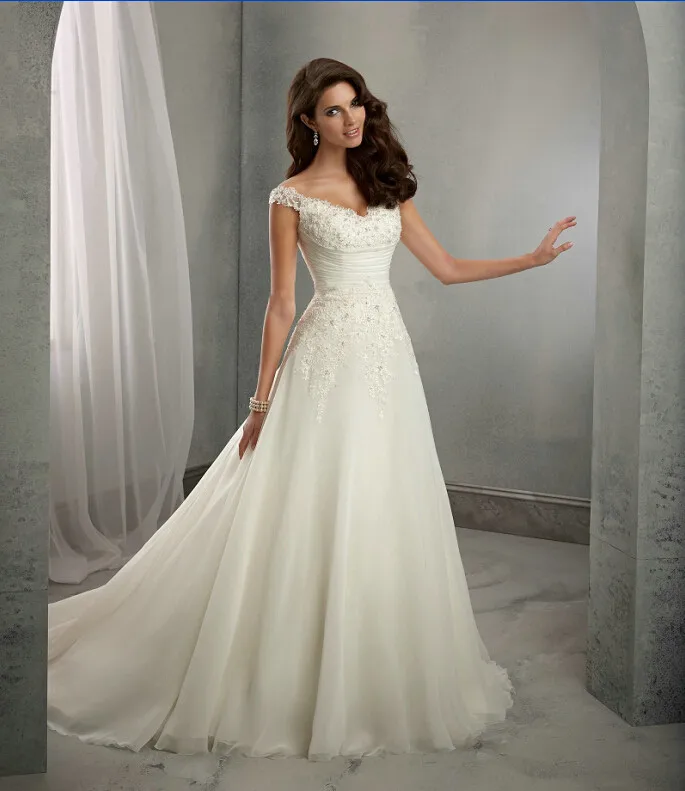 2017 Spring And Summer New Word Shoulder Flower Pattern With White 2017 Spring And Summer New Word Shoulder Flower Pattern With White Tail Wedding Dress Slim Bead 0035 In Dresses From Weddings Events On