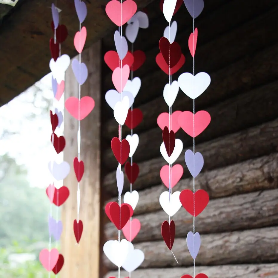 5 шт. белый красный сердце гирлянда, День Святого Валентина декор, свадебные украшения, гирлянда к годовщине баннер с сердечками