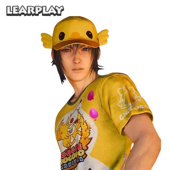 Moogle Chocobo T-Shirt Final Fantasy XV Noctis Lucis Caelum Cosplay Costumes Carnival Shirt Hat FF15 Choco-Mog Tee Cap Kid Adult