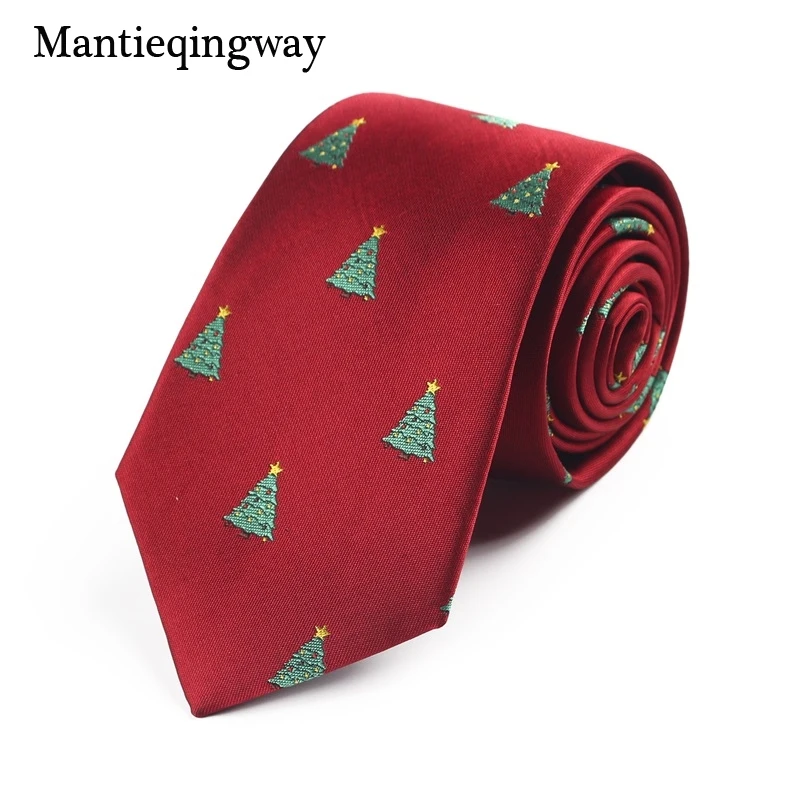 Mantieqingway рождественские мужские галстуки на шею с рисунком снежинки, Полиэстеровые галстуки на каждый день, деловые, свадебные галстуки на шею с елкой - Цвет: 488