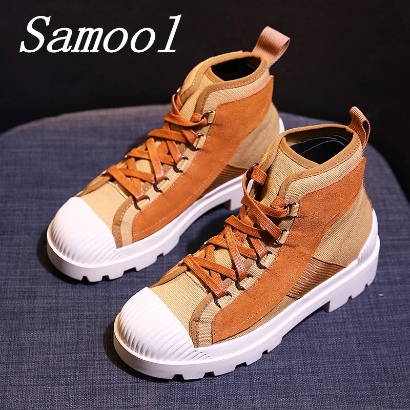 

2018 Retro British Spring Brown Genuine Leather Cross-Tied Short Ankle Boots Women Martin Boots Handmade Casual Lady Shoes Sex3
