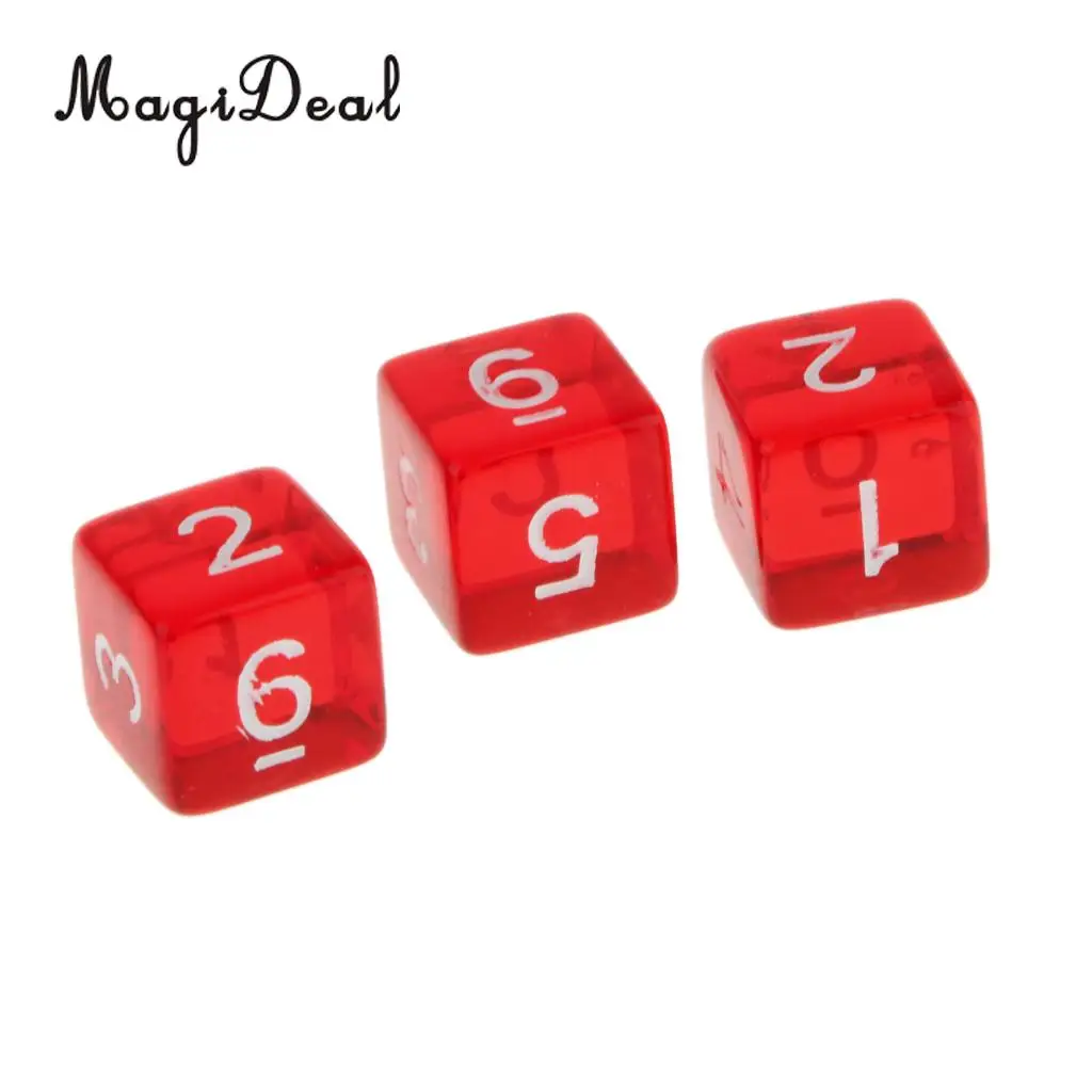 MagiDeal 10 шт. акриловый 6 сторонний D6 кубиков набор для D & TRPG MTG ролевых настольных игр
