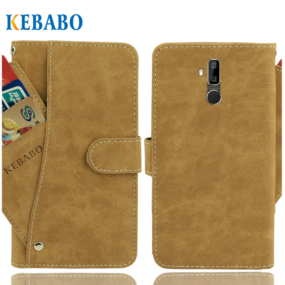

Vintage Leather Wallet Oukitel K7 Case 6" Luxury 3 Front Card Slots Cover Magnet Stand Phone Protective Bags